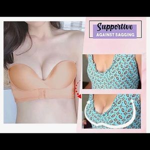 Two strapless boost bras, 1 black & 1 tan, Sz 36D